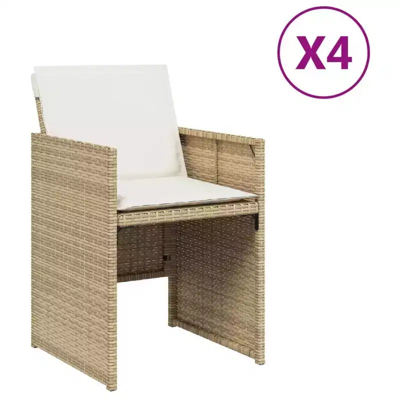 vidaXL Patio Chairs with Cushions 4 pcs Beige Poly Rattan