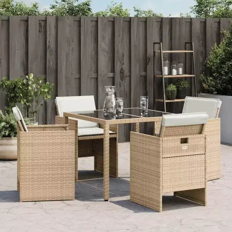 vidaXL Chaises de jardin avec coussins 4 pcs Beige Rotin synthétique