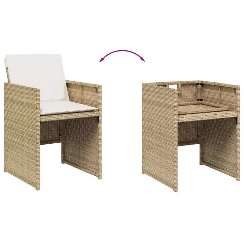 vidaXL Chaises de jardin avec coussins 4 pcs Beige Rotin synthétique