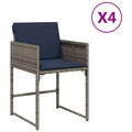 vidaXL Patio Chairs with Cushions 4 pcs Gray Poly Rattan