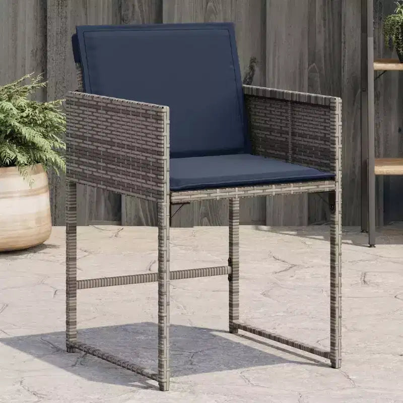 vidaXL Chaises de jardin avec coussins 4 pcs Résine tressée grise