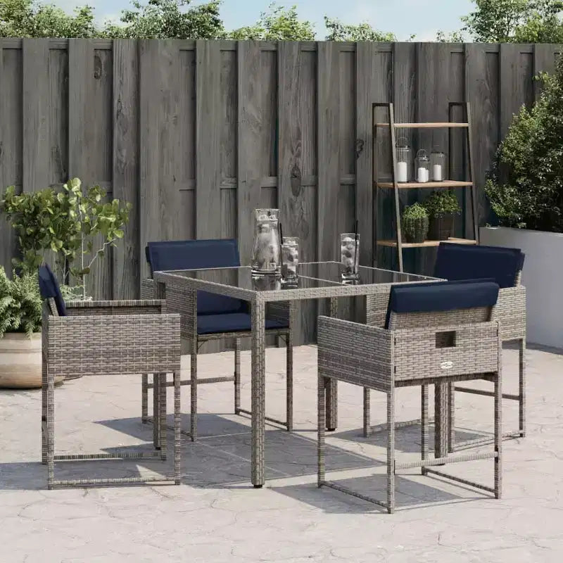 vidaXL Chaises de jardin avec coussins 4 pcs Résine tressée grise