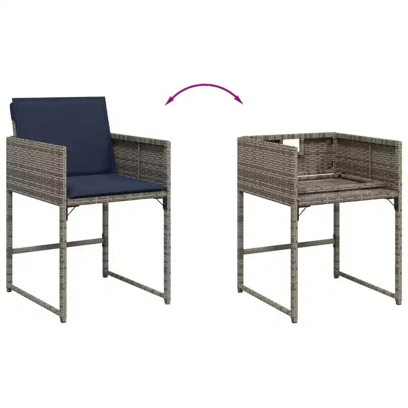 vidaXL Chaises de jardin avec coussins 4 pcs Résine tressée grise