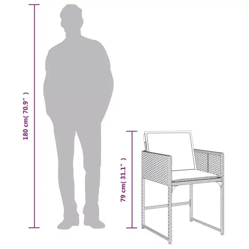 vidaXL Chaises de jardin avec coussins - 4 pièces, rotin synthétique marron, mobilier d'extérieur/jardin avec dossier rabattable, coussins et housses lavables