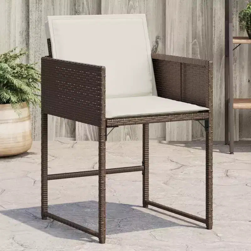 vidaXL Chaises de jardin avec coussins - 4 pièces, rotin synthétique marron, mobilier d'extérieur/jardin avec dossier rabattable, coussins et housses lavables