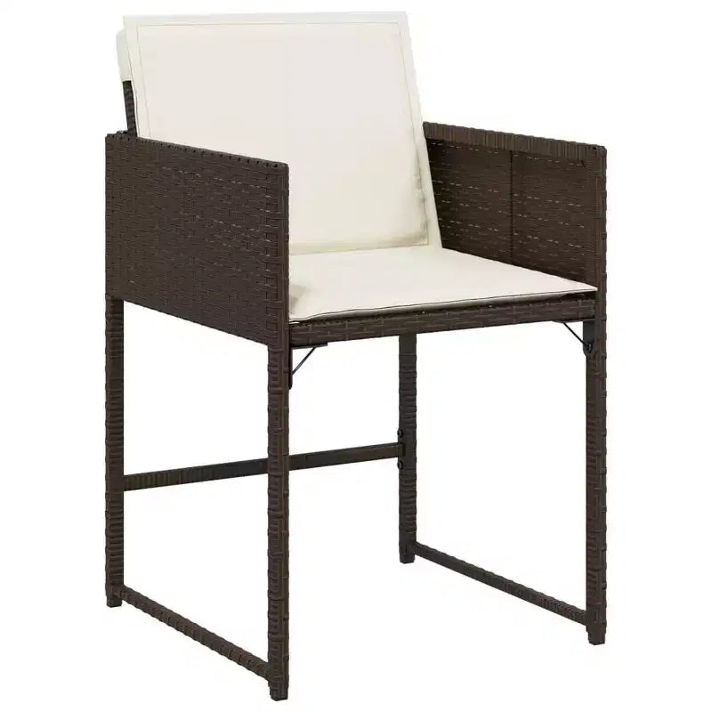 vidaXL Chaises de jardin avec coussins - 4 pièces, rotin synthétique marron, mobilier d'extérieur/jardin avec dossier rabattable, coussins et housses lavables