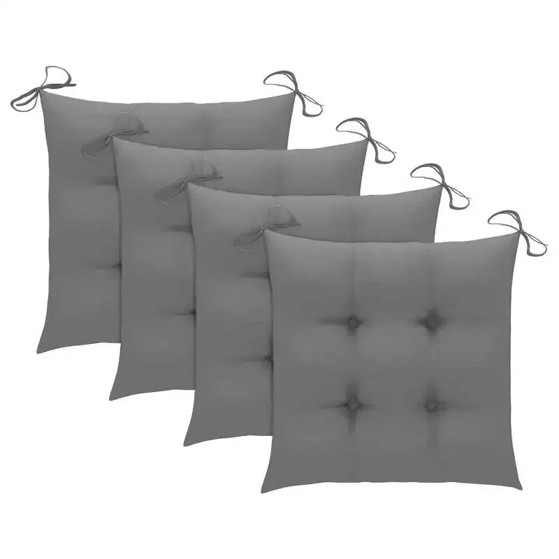 vidaXL Chaises de Patio Élégantes avec Coussins Confortables 4 pcs - Construction en Bois de Teck Massif, Coussins Gris, Légères, Pliables, Facile d'Entretien