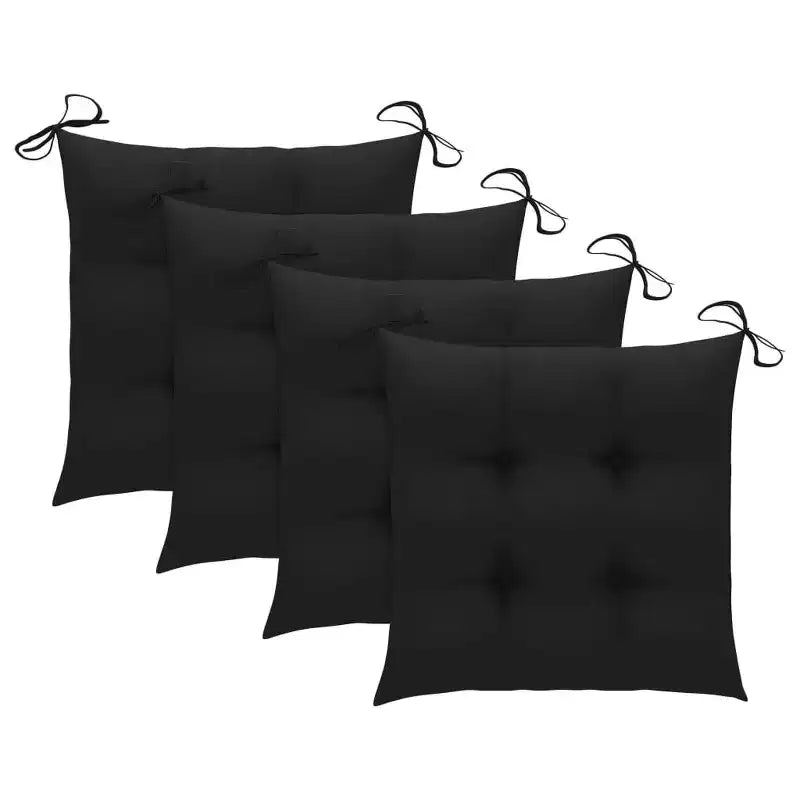 vidaXL Chaises de jardin 4 pcs Pliantes avec coussins, Bois de teck massif, Noir - Idéal pour l'extérieur/jardin/terrasse