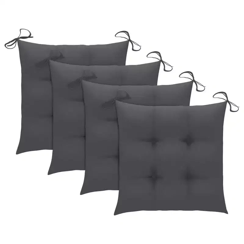 vidaXL Chaises de jardin pliantes en teck – Extérieur avec coussins anthracite durables et confortables, légères et faciles à ranger (Lot de 4)