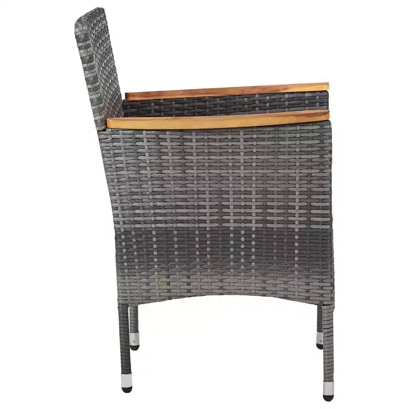 vidaXL Patio Dining Chairs 2 pcs Poly Rattan Gray