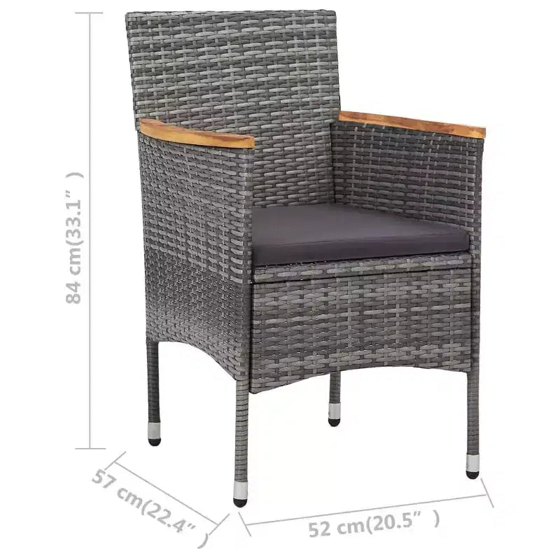 vidaXL Chaises de salle à manger de jardin 2 pcs résine tressée gris