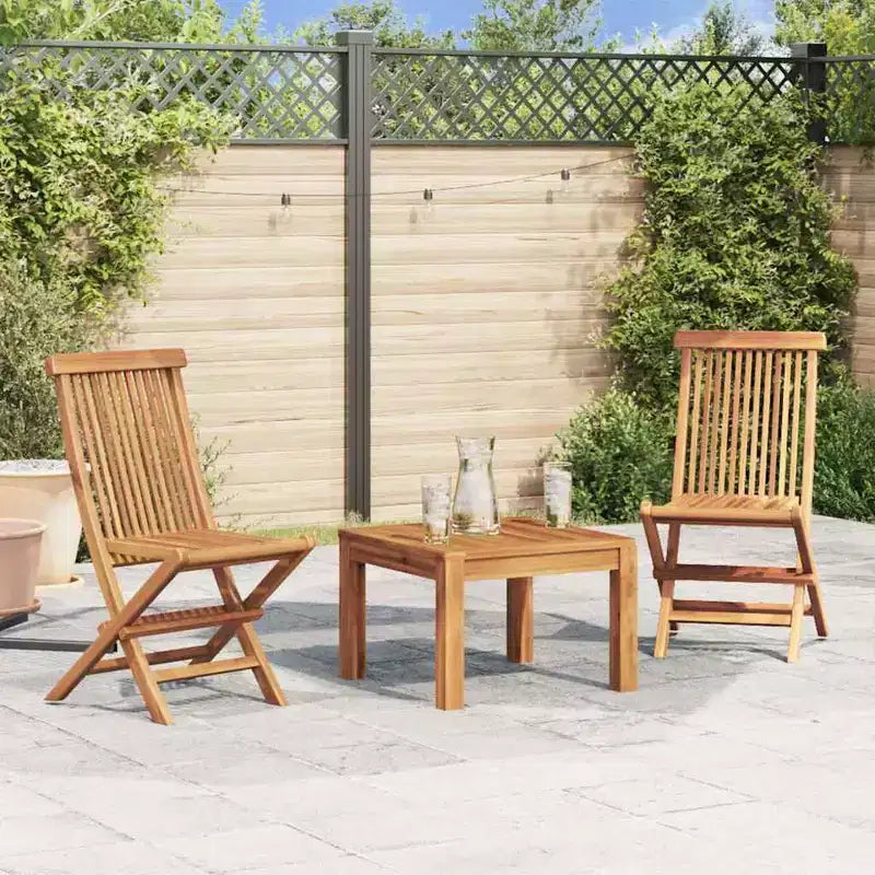 vidaXL Chaises de Patio Pliantes, Lot de 2, Sièges d'Extérieur en Bois pour Jardin, Salle à Manger, Camping, Plage, Structure Stable Facile à Ranger, Bois de Teck Massif