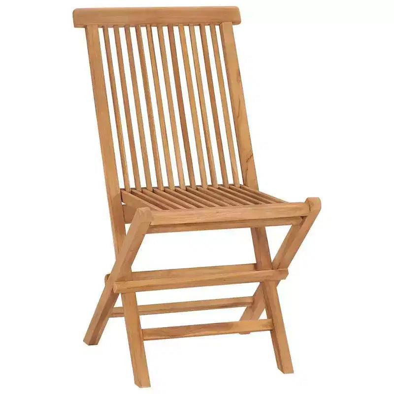 vidaXL Chaises de Patio Pliantes, Lot de 2, Sièges d'Extérieur en Bois pour Jardin, Salle à Manger, Camping, Plage, Structure Stable Facile à Ranger, Bois de Teck Massif