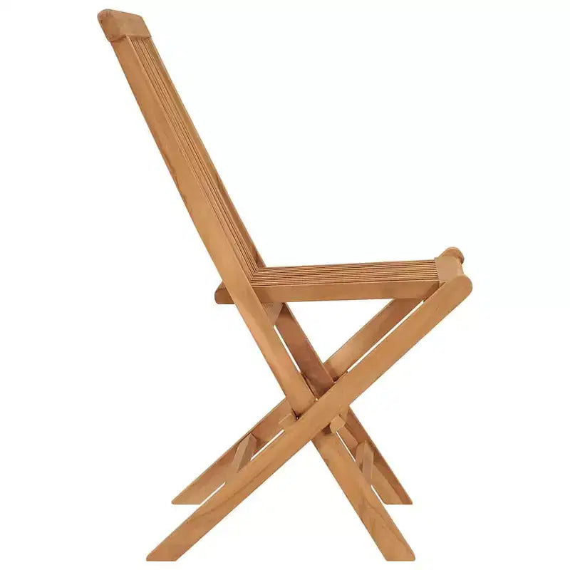 vidaXL Chaises de Patio Pliantes, Lot de 2, Sièges d'Extérieur en Bois pour Jardin, Salle à Manger, Camping, Plage, Structure Stable Facile à Ranger, Bois de Teck Massif
