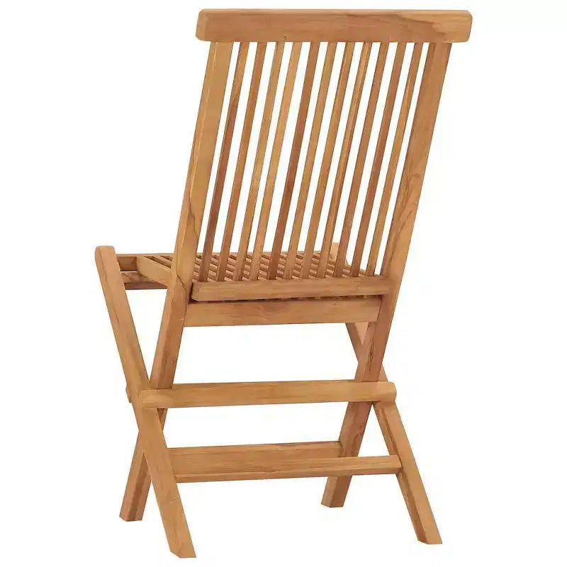 vidaXL Chaises de Patio Pliantes, Lot de 2, Sièges d'Extérieur en Bois pour Jardin, Salle à Manger, Camping, Plage, Structure Stable Facile à Ranger, Bois de Teck Massif
