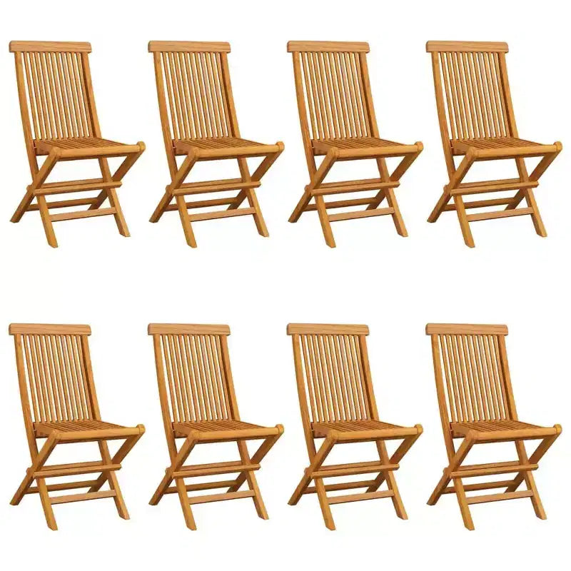 vidaXL 8-Piece Teak Patio Chairs with Anthracite Cushions, Outdoor, Foldable and Easy-to-Clean Garden with Exceptional Strength and Weather Resistance