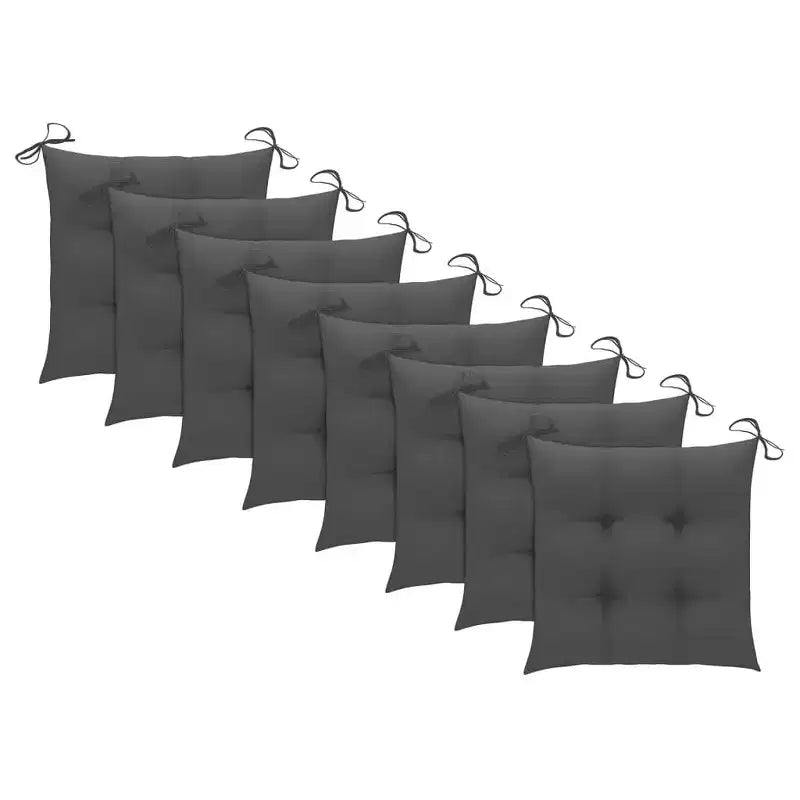 vidaXL Chaises de jardin en teck 8 pièces avec coussins anthracite, extérieures, pliables et faciles à nettoyer, d'une solidité exceptionnelle et résistantes aux intempéries