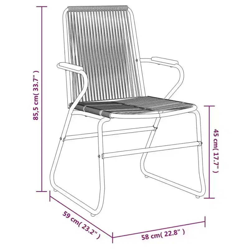 vidaXL Chaises de jardin 2 pcs Noir 22,8x23,2x33,7 Rotin PVC