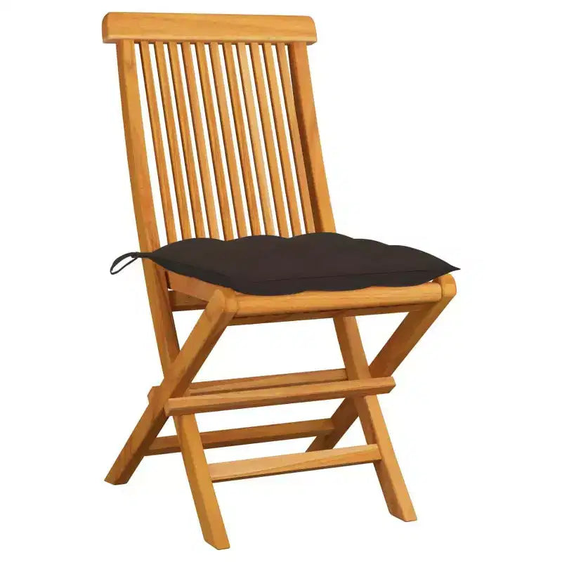 vidaXL Solid Teak Wood Patio Chairs with Taupe Cushions - Lightweight, Foldable, Easy to Clean, Weather Resistant Outdoor Furniture Set