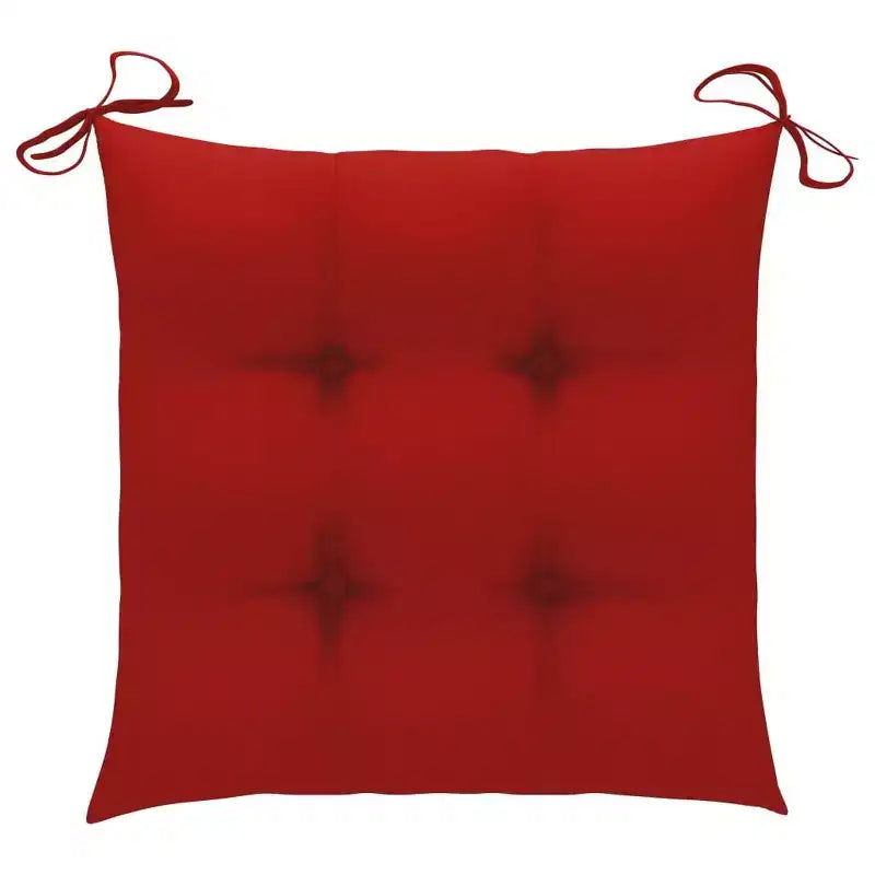 vidaXL Chaises de Jardin en Bois de Teck Massif avec Coussins Rouges, Mobilier de Jardin d'Extérieur, Lot de 4, Résistant aux Intempéries, Assise Confortable, Pliable et