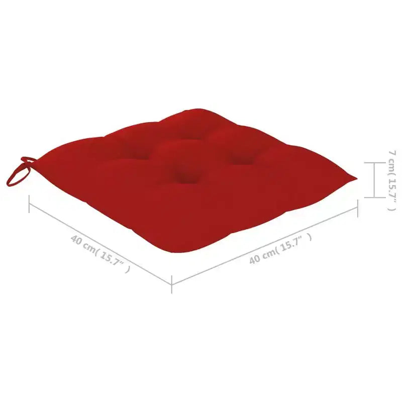 vidaXL Chaises de Jardin en Bois de Teck Massif avec Coussins Rouges, Mobilier de Jardin d'Extérieur, Lot de 4, Résistant aux Intempéries, Assise Confortable, Pliable et