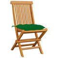 vidaXL Set of 4 Patio Chairs Made from Teak with Green Cushions, Weatherproof, Lightweight, Foldable and Easy-to-Clean Outdoor . Perfect for a Outdoor
