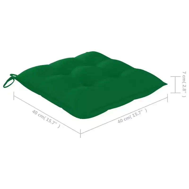 vidaXL Lot de 4 chaises de jardin en teck avec coussins verts, résistantes aux intempéries, légères, pliables et faciles à nettoyer. Parfait pour l'extérieur.