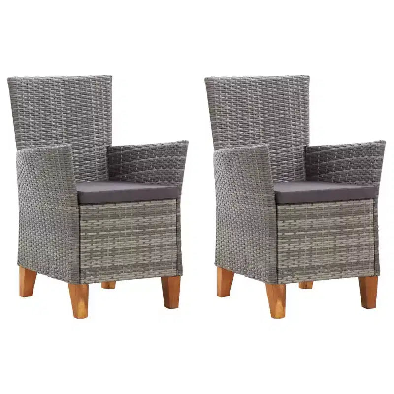 vidaXL Chaises de jardin 2 pcs avec coussins résine tressée gris