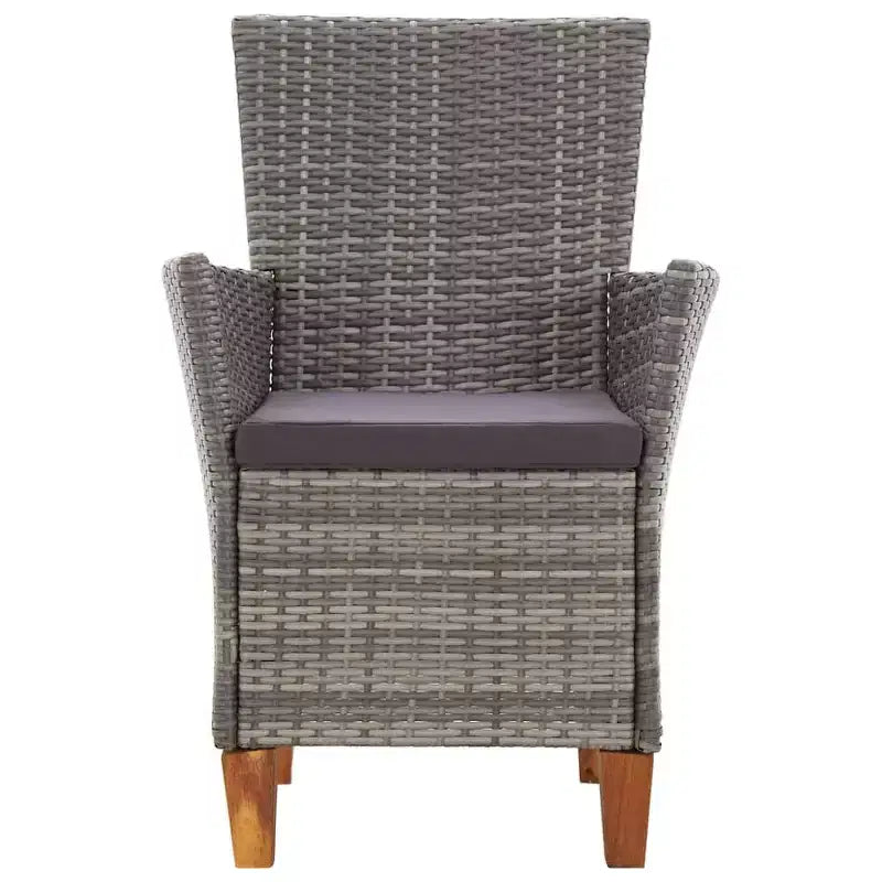 vidaXL Chaises de jardin 2 pcs avec coussins résine tressée gris