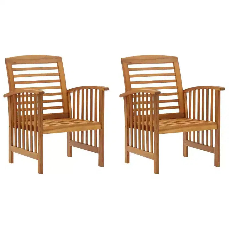 vidaXL Chaises de Patio 2 pcs Chaises de salle à manger d'extérieur avec accoudoir Bois d'Acacia Massif - 2