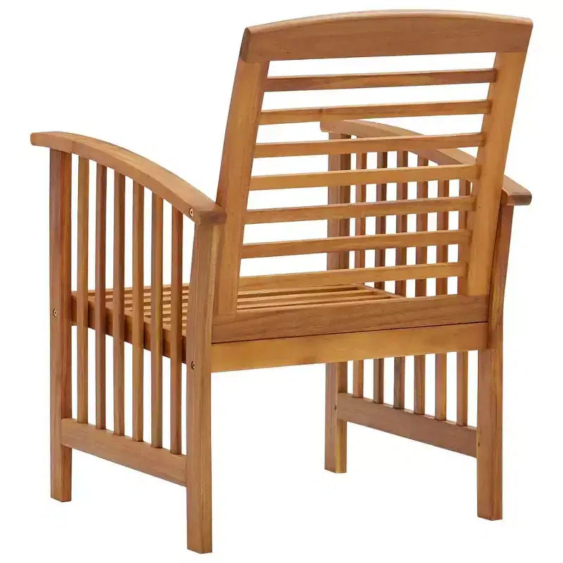 vidaXL Chaises de Patio 2 pcs Chaises de salle à manger d'extérieur avec accoudoir Bois d'Acacia Massif - 2