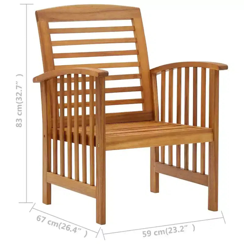 vidaXL Chaises de Patio 2 pcs Chaises de salle à manger d'extérieur avec accoudoir Bois d'Acacia Massif - 2