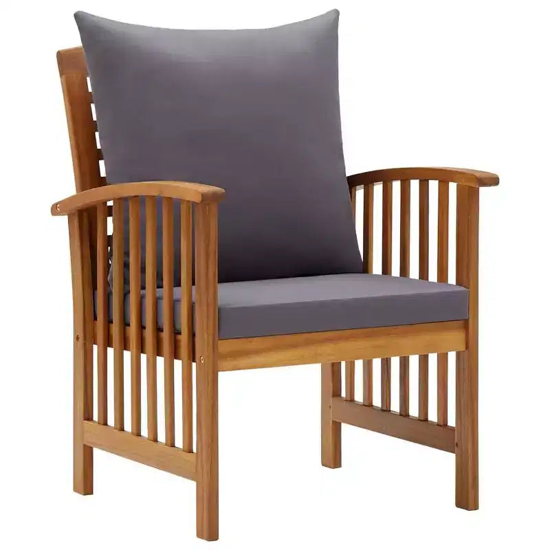vidaXL Patio Chairs 2 Pcs Patio Dining Chair with Armrest Solid Wood Acacia - Brown and Dark Gray