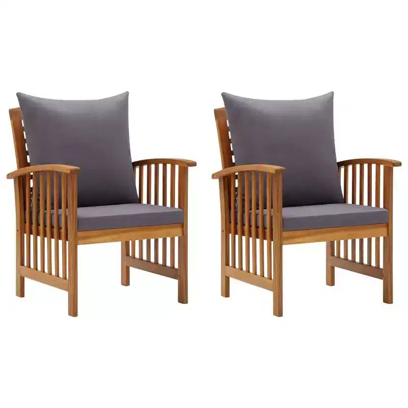vidaXL Chaises de Jardin 2 pcs Chaises de Salle à Manger d'extérieur avec Accoudoirs Bois d'Acacia Massif - Marron et Gris Foncé