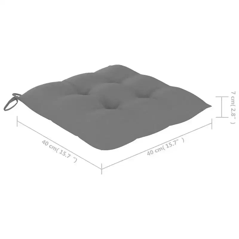 vidaXL Chaises de salle à manger en bois de teck massif - Lot de 4 avec coussins gris, design confortable, idéales pour la terrasse, le jardin ou la salle à manger, empilables pour le rangement