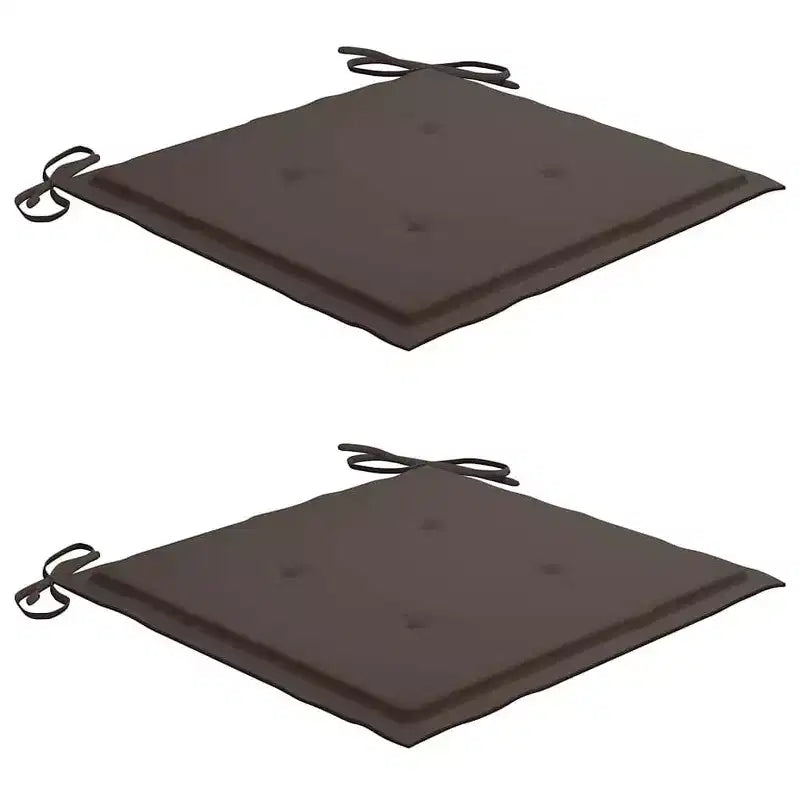 vidaXL Lot de 2 chaises de jardin pliables en bois d'acacia massif avec coussins taupe – Pour jardin, terrasse et patio