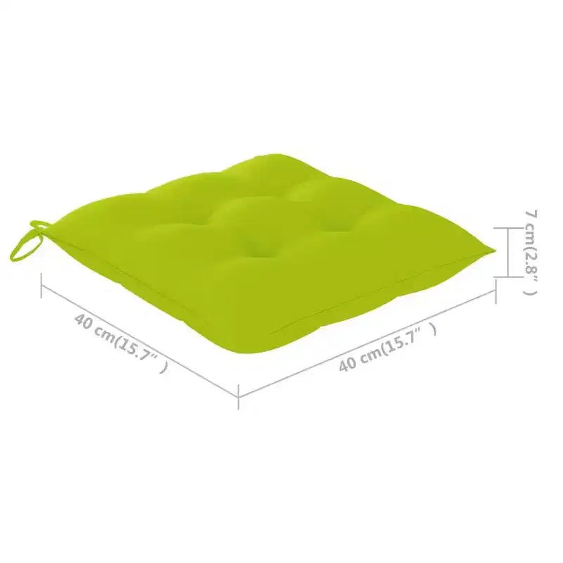 vidaXL Chaises de salle à manger de jardin en teck massif avec coussins vert vif - 4 pièces, empilables, sièges intérieurs/extérieurs - Ergonomiques et imperméables