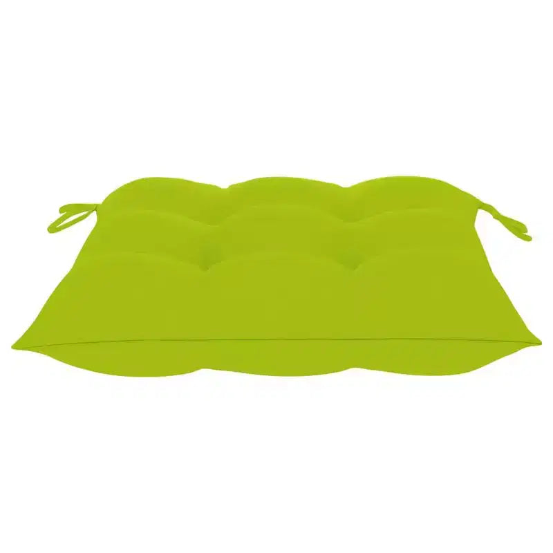 vidaXL Chaises de salle à manger de jardin en teck massif avec coussins vert vif - 4 pièces, empilables, sièges intérieurs/extérieurs - Ergonomiques et imperméables