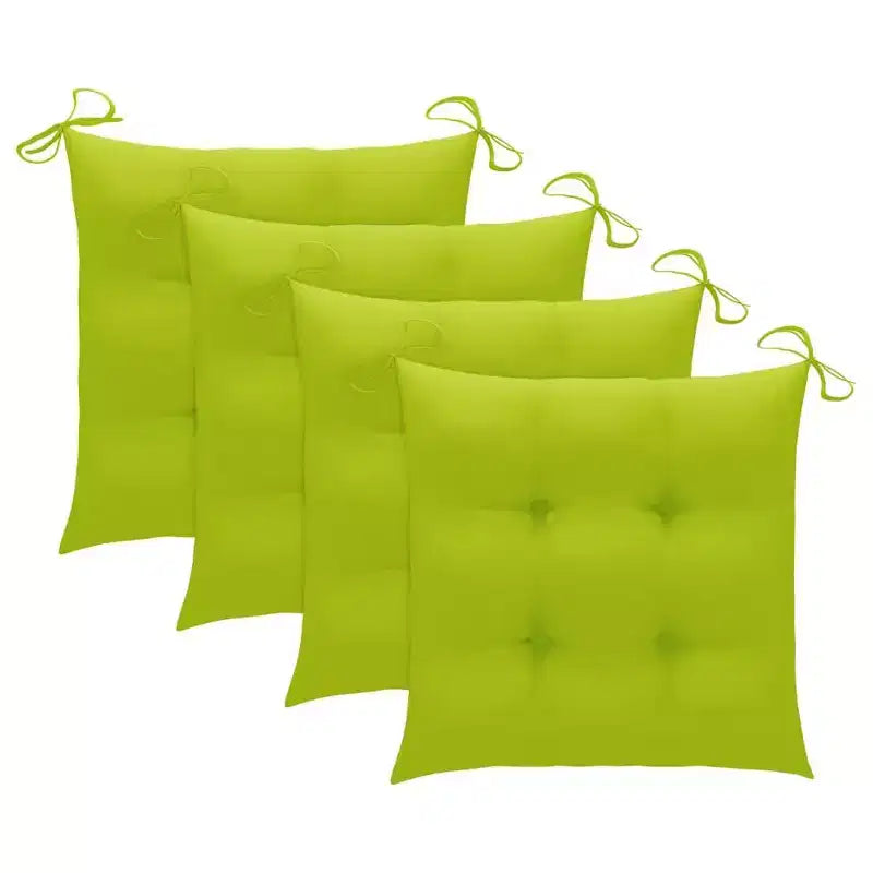 vidaXL Chaises de salle à manger de jardin en teck massif avec coussins vert vif - 4 pièces, empilables, sièges intérieurs/extérieurs - Ergonomiques et imperméables