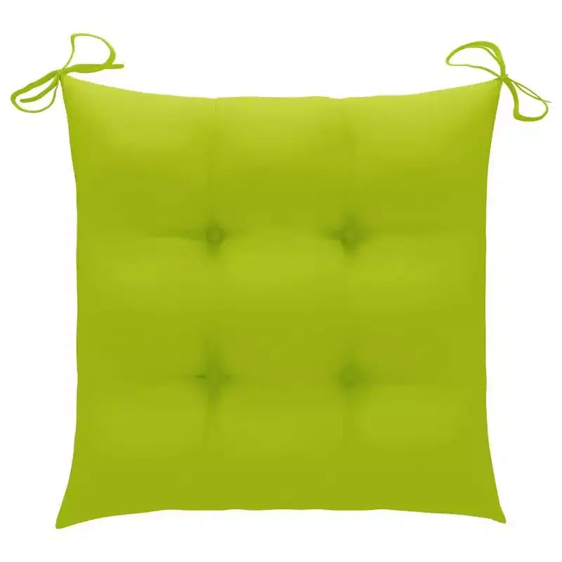 vidaXL Chaises de salle à manger de jardin en teck massif avec coussins vert vif - 4 pièces, empilables, sièges intérieurs/extérieurs - Ergonomiques et imperméables