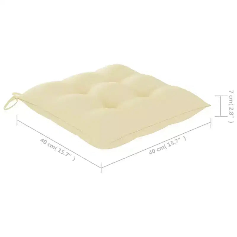 vidaXL Chaises de salle à manger empilables avec coussins blanc crème en bois de teck massif poncé fin, rangement facile, pour patio ou salle à manger