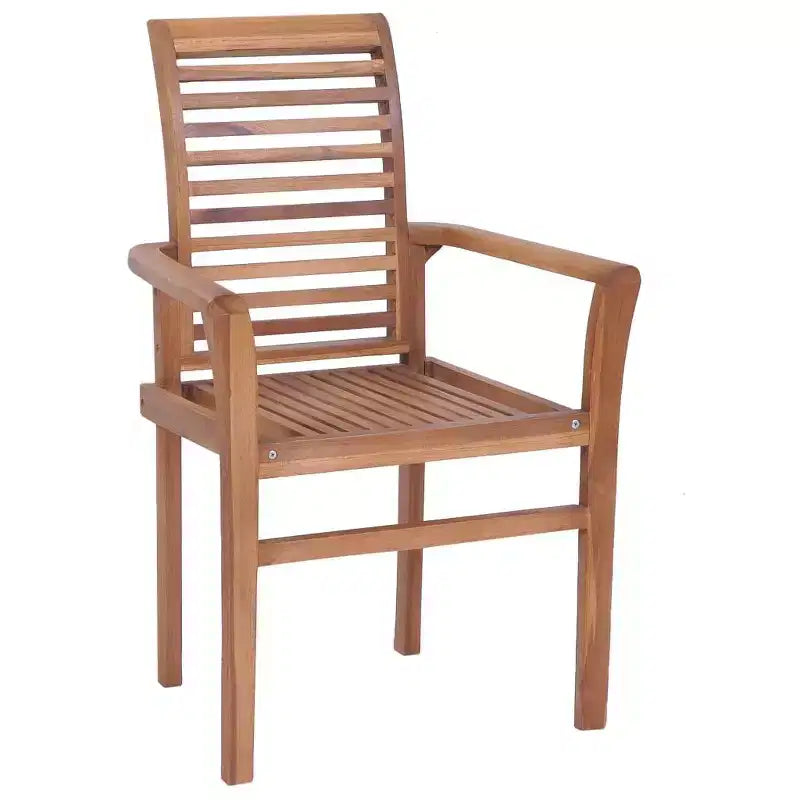 vidaXL Chaises de salle à manger empilables avec coussins blanc crème en bois de teck massif poncé fin, rangement facile, pour patio ou salle à manger