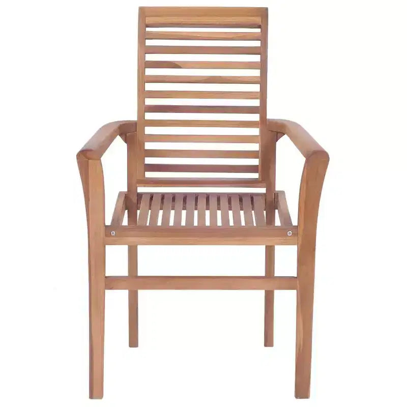 vidaXL Chaises de salle à manger empilables avec coussins blanc crème en bois de teck massif poncé fin, rangement facile, pour patio ou salle à manger
