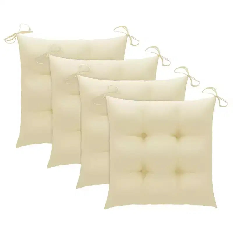 vidaXL Chaises de salle à manger empilables avec coussins blanc crème en bois de teck massif poncé fin, rangement facile, pour patio ou salle à manger