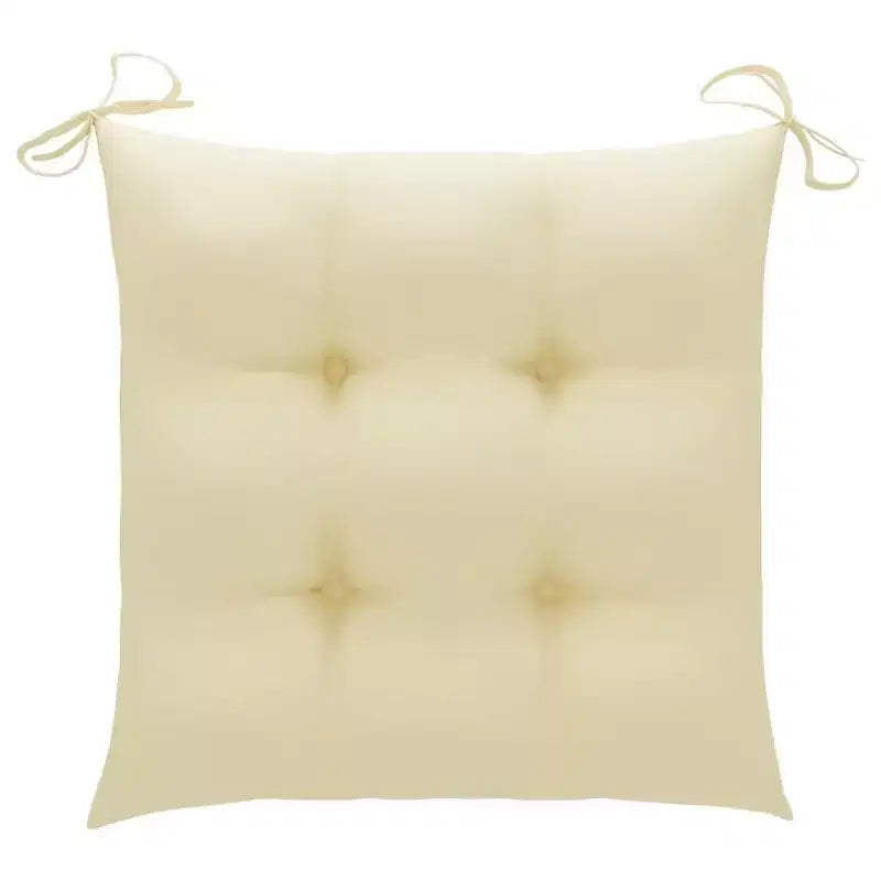 vidaXL Chaises de salle à manger empilables avec coussins blanc crème en bois de teck massif poncé fin, rangement facile, pour patio ou salle à manger
