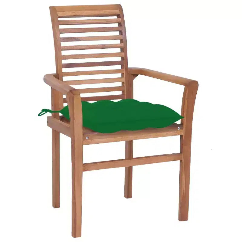 vidaXL Solid Teak Wood Dining Chairs with Cushions - Set of 2 - Ergonomic Design for Garden or Patio use - Stackable for Easy Storage