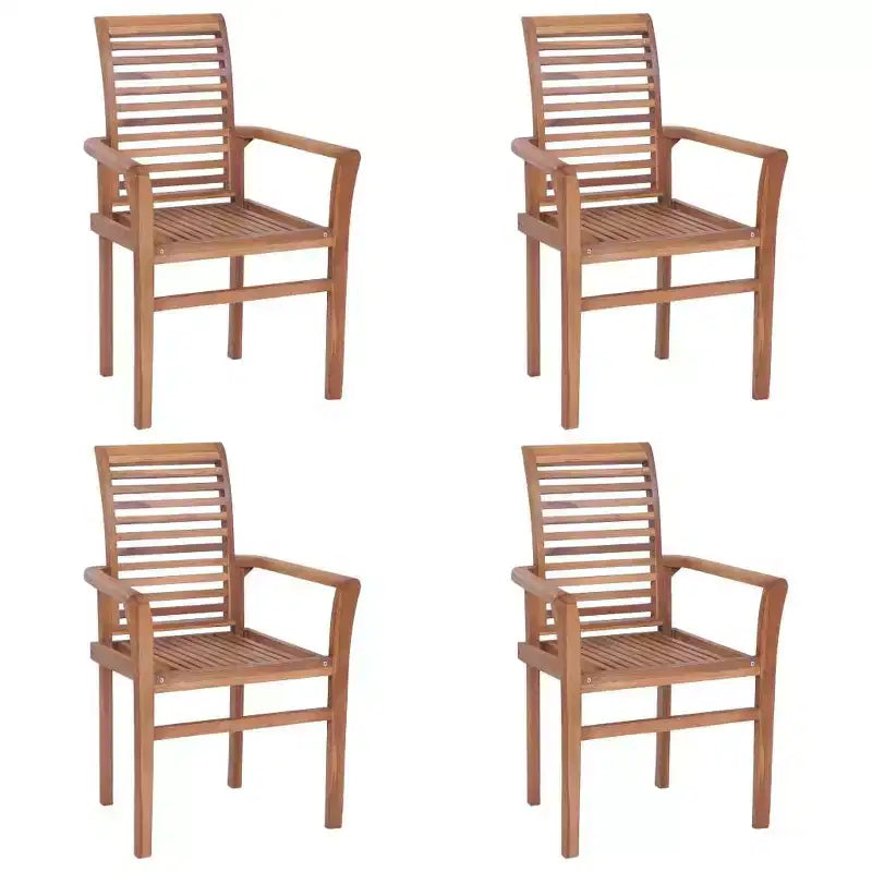 vidaXL Chaises de salle à manger empilables avec coussins bleu clair - Bois de teck massif - Parfaites pour le jardin, la terrasse et la salle à manger
