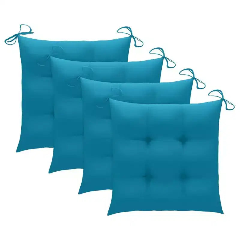 vidaXL Chaises de salle à manger empilables avec coussins bleu clair - Bois de teck massif - Parfaites pour le jardin, la terrasse et la salle à manger