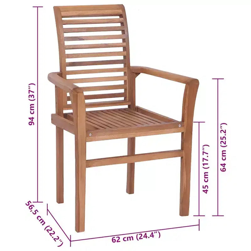 vidaXL Chaises de salle à manger de jardin 2 pcs avec coussins taupe - Bois de teck massif Chaises empilables de jardin/intérieur à lattes