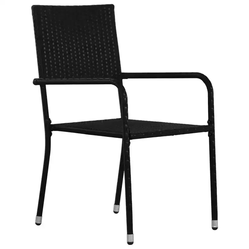 vidaXL Garden Dining Chair Set of 4 Black PE rattan, steel Standard - Black 4